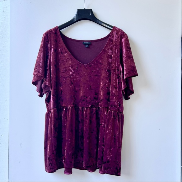 torrid Tops - Torrid Velvet Top - Maroon - Size 1 (XL)